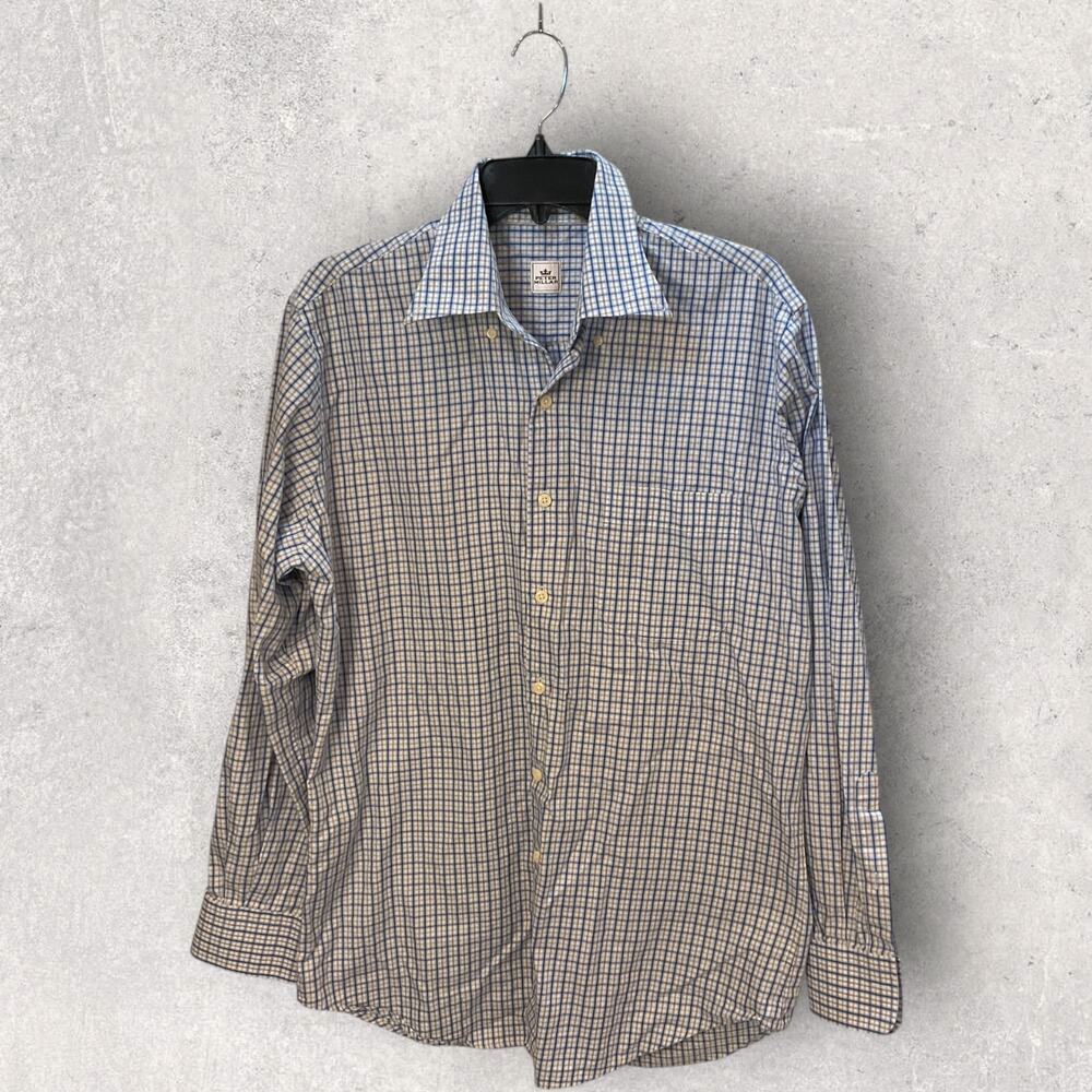 Peter Millar Shirt Mens Medium Blue Check Button Down Luxury Classic